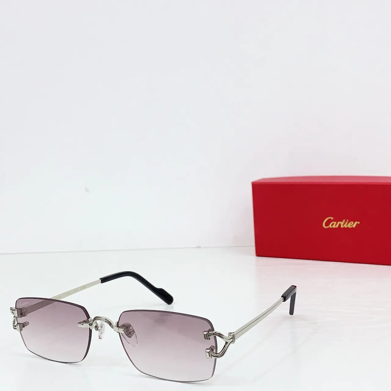Cartier Lunettes de Soleil Sans Monture Ton Or Dégradé Gris 8