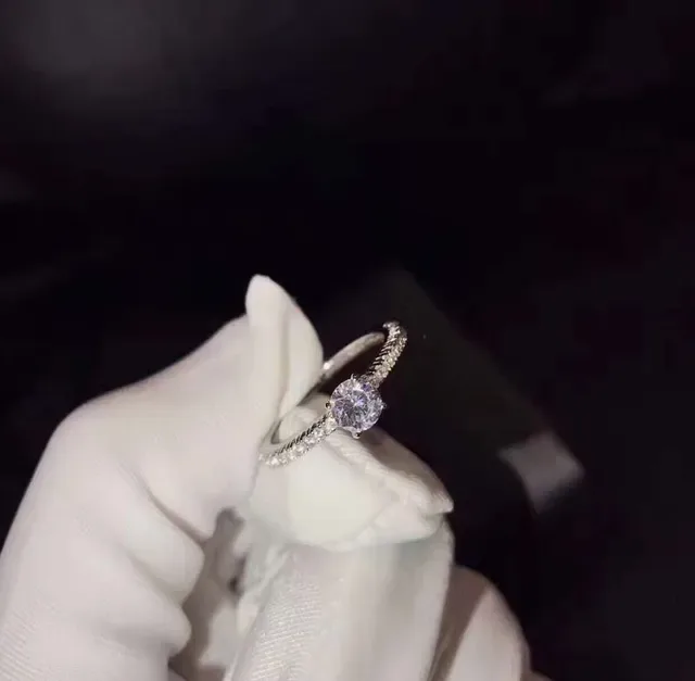 Bague Cartier Argent Transparente Solitaire Pierre Centrale Pavé 6