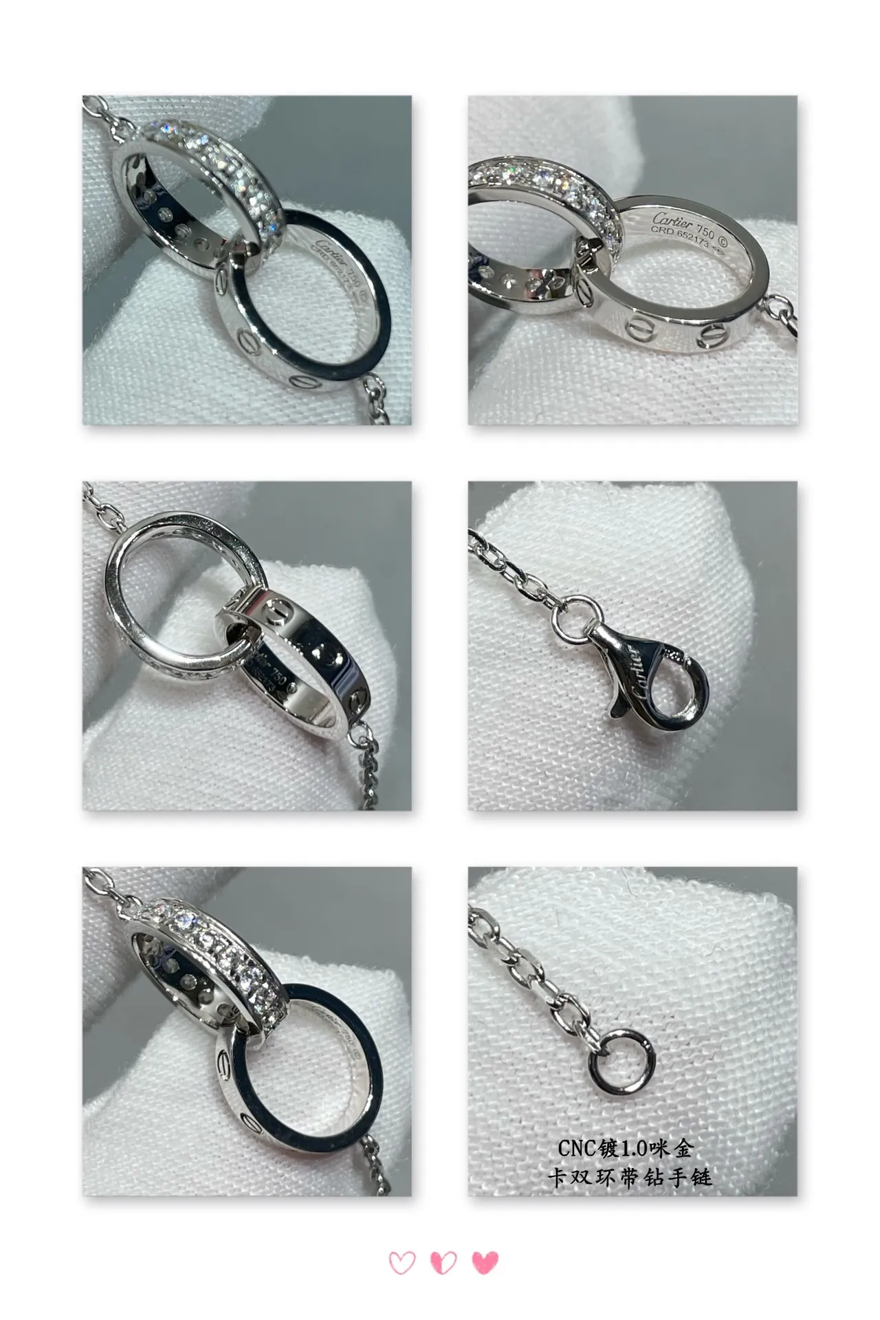 Cartier Trinity Double Ring Pavé Diamond Necklace 2