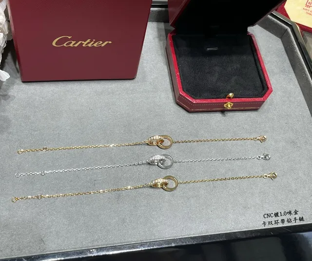 Cartier Trinity Double Ring Pavé Diamond Necklace 4