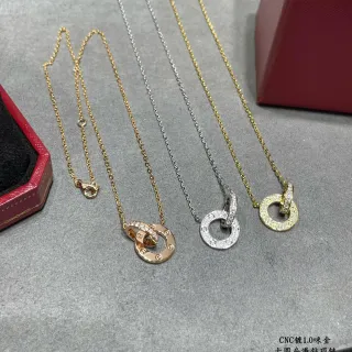 Collar Cartier Trinity-Inspirado Pavé Diamantes Círculos Entrelazados