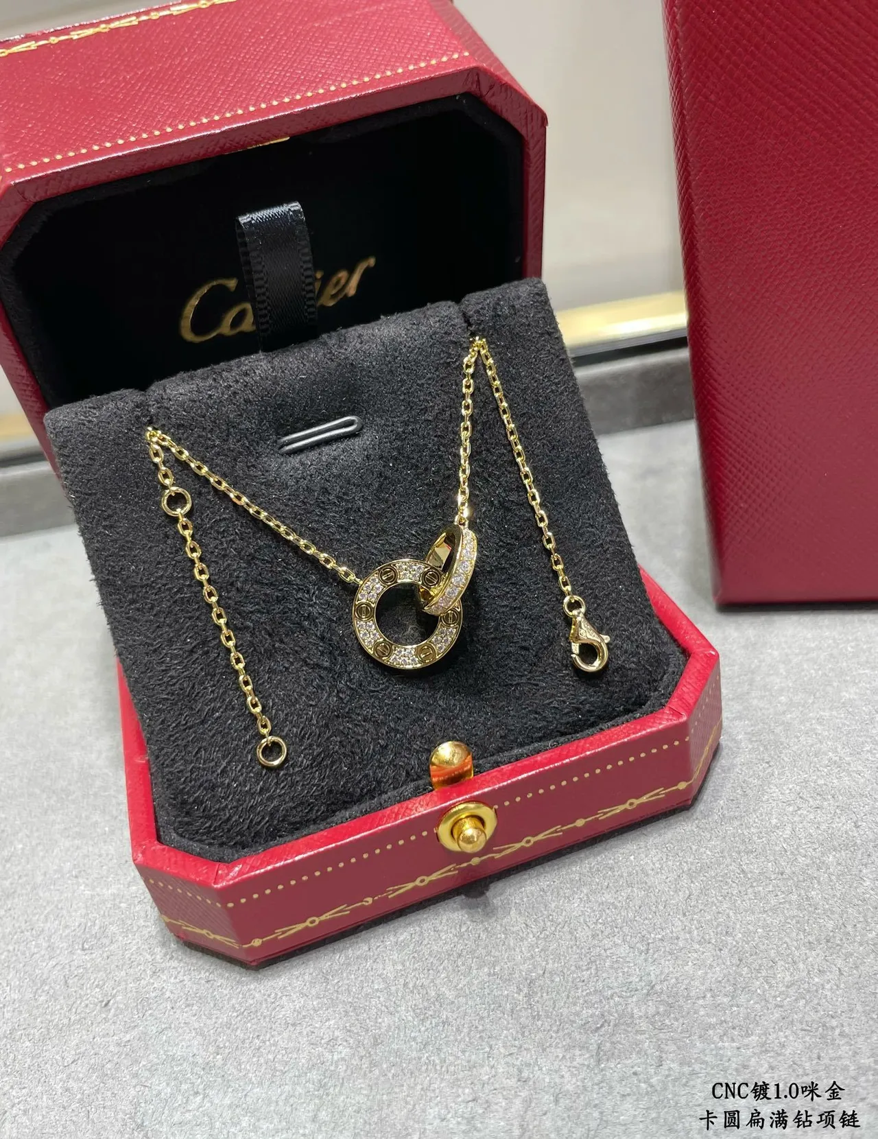 Cartier Trinity-Inspired Pavé Diamond Interlocking Circle Necklace 6