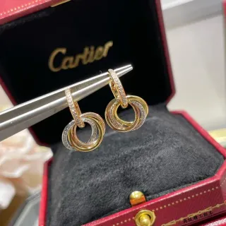 Cartier Trinity Triple Interlocking Hoop Pavé Earrings
