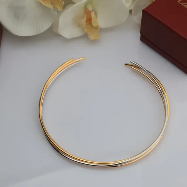 Cartier Trinity Bracelet à Manchette Ouvert Triple Ton 9