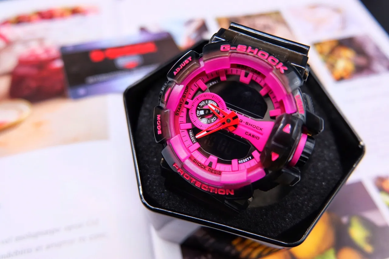 Casio Black Pink Analog-Digital Hybrid Bold Color-Blocked Design Sports Watch 2