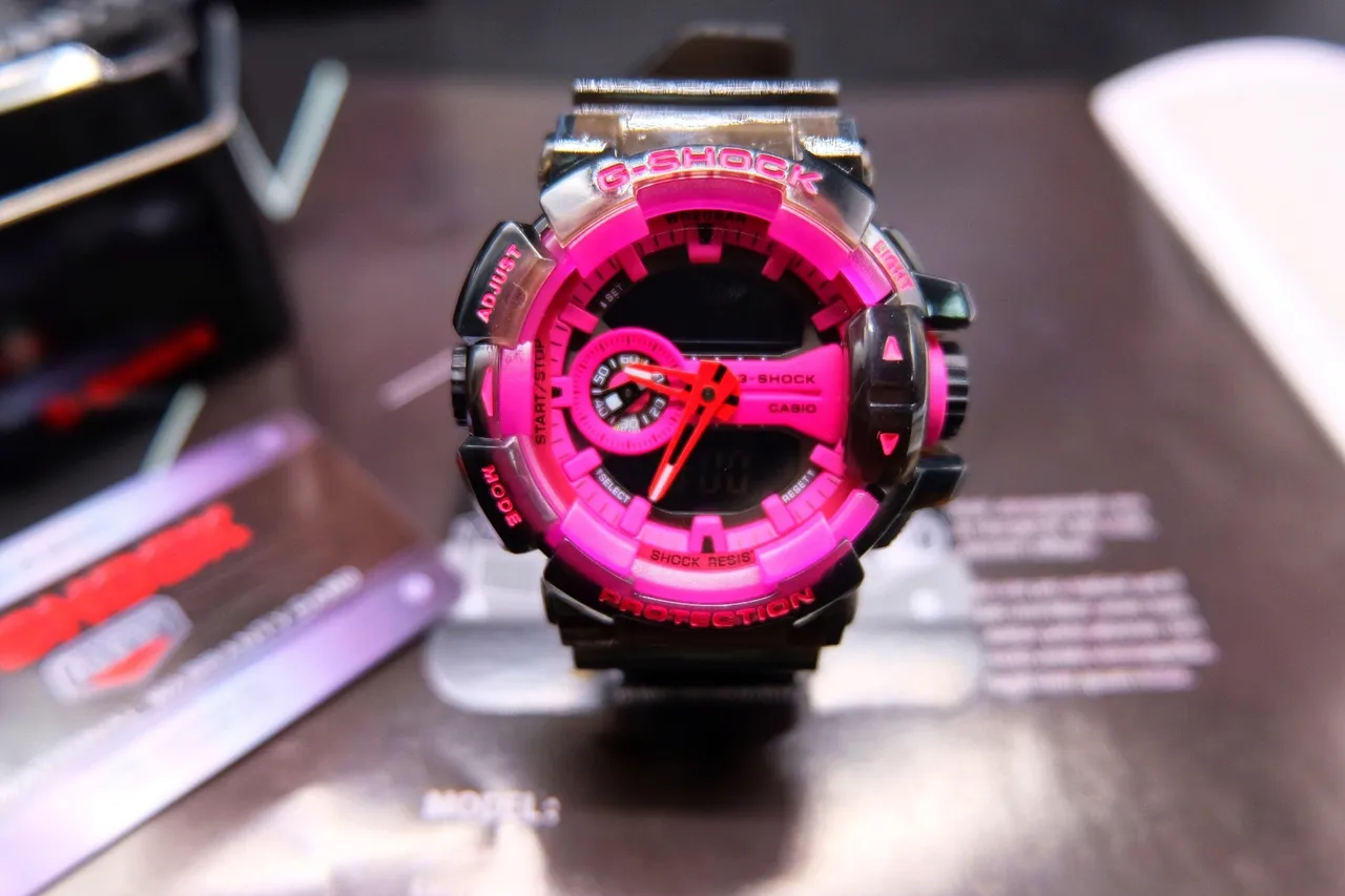 Casio Black Pink Analog-Digital Hybrid Bold Color-Blocked Design Sports Watch 6