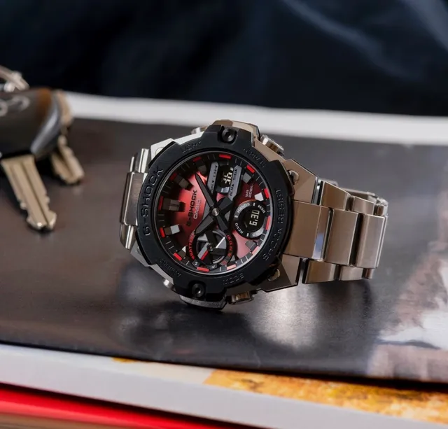 Casio Black Silver Rugged Stainless Steel Case Textured Resin Strap Watch 2