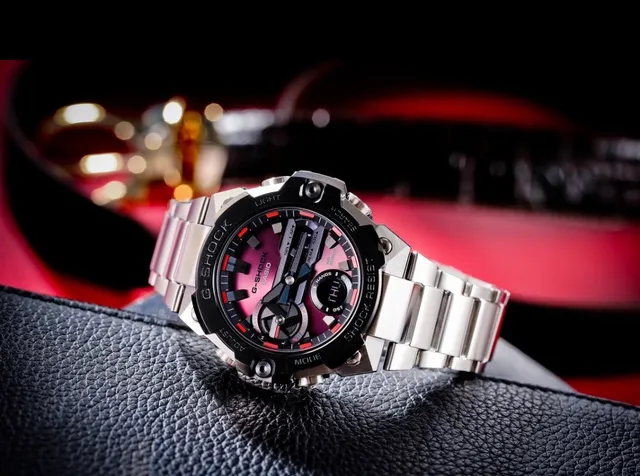 Casio Black Silver Rugged Stainless Steel Case Textured Resin Strap Watch 5