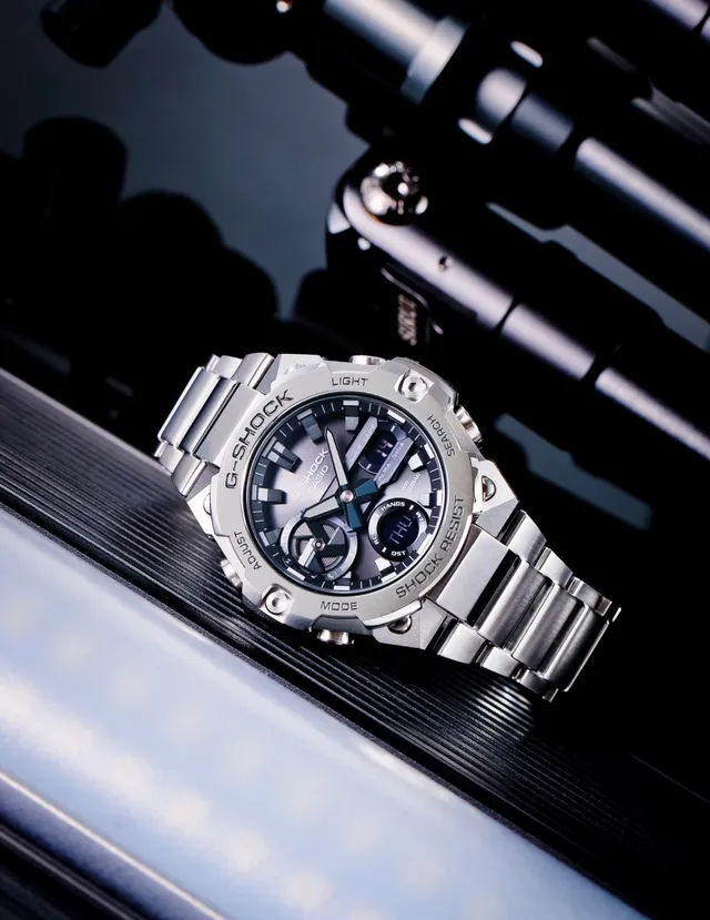 Casio Black Silver Rugged Stainless Steel Case Textured Resin Strap Watch 9