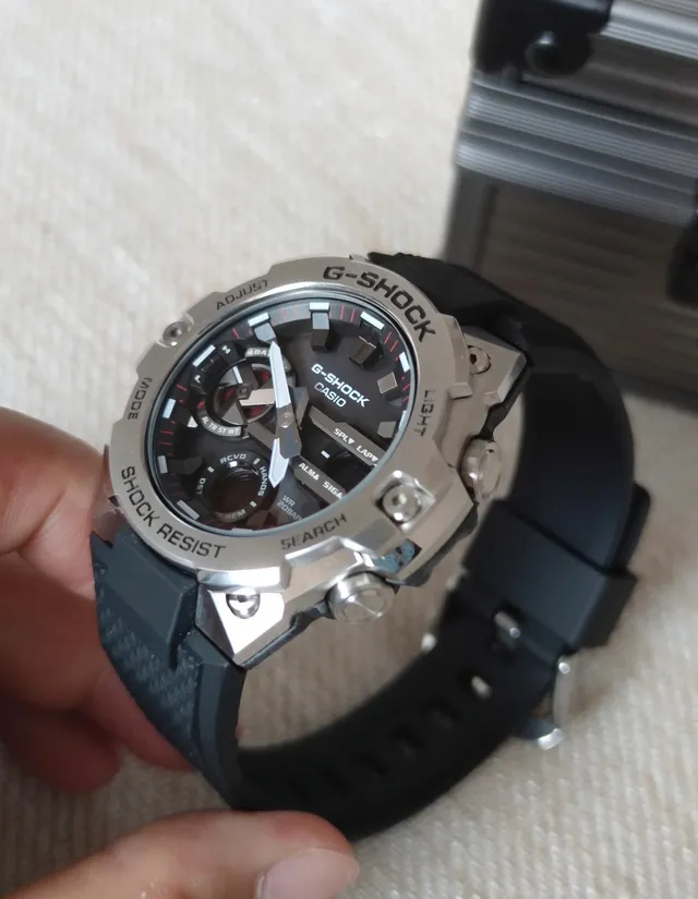 Casio Black Silver Rugged Stainless Steel Case Textured Resin Strap Watch 14