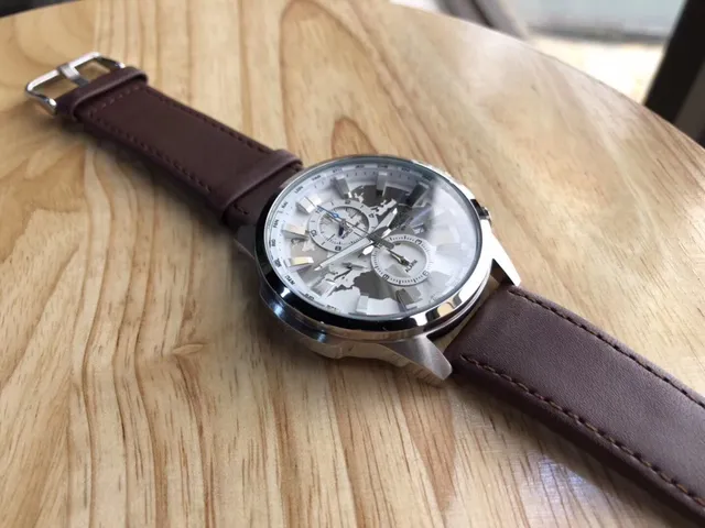 Casio Edifice Chronograph World Time Brown Leather Strap Quartz Watch 4