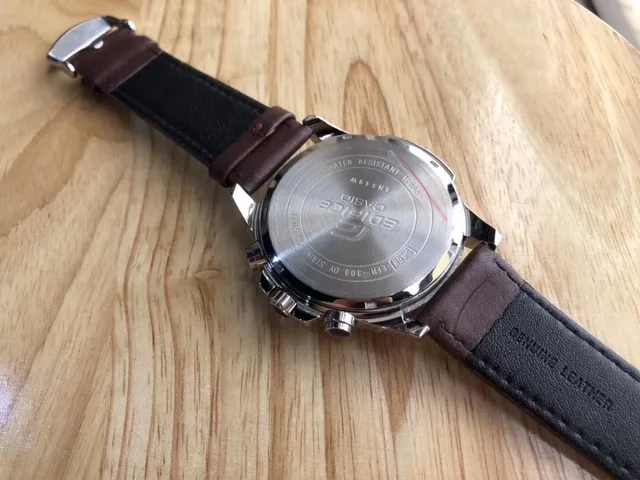 Casio Edifice Chronograph World Time Brown Leather Strap Quartz Watch 5