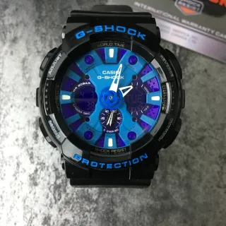 Casio G-Shock GA-100 Reloj deportivo con dial azul y morado de capas