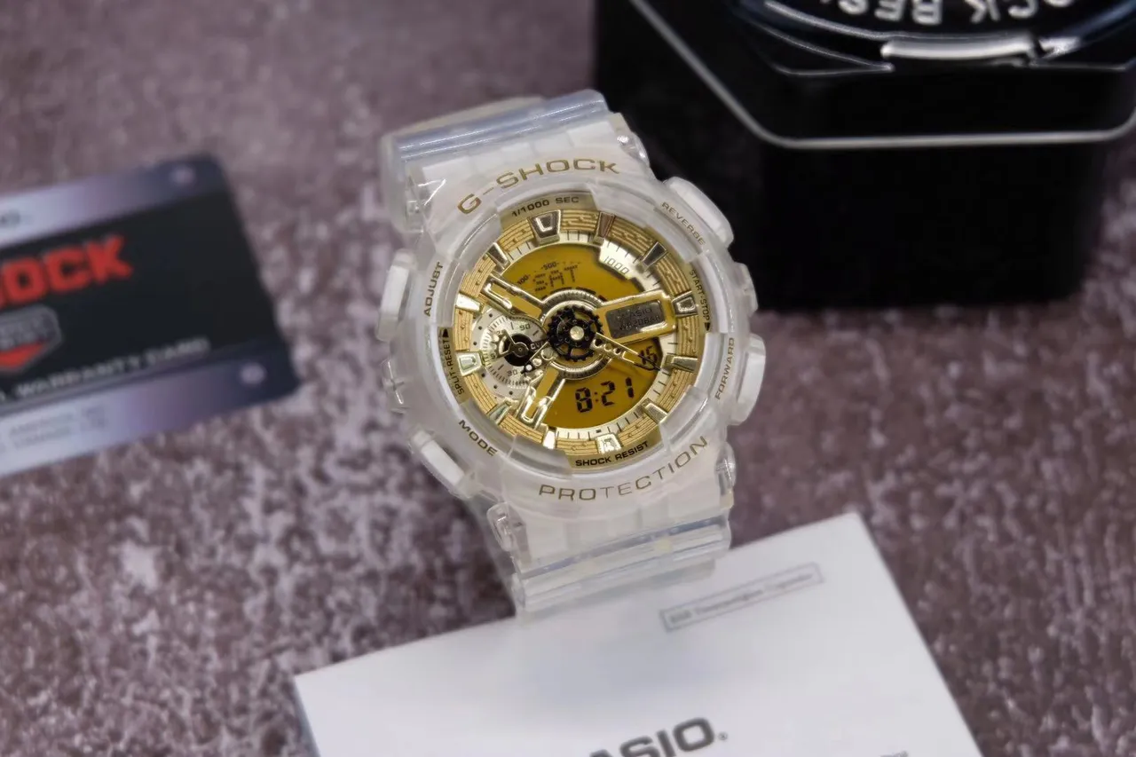 Casio G-Shock GA-110 ساعة رياضية ذهبية شفافة 7
