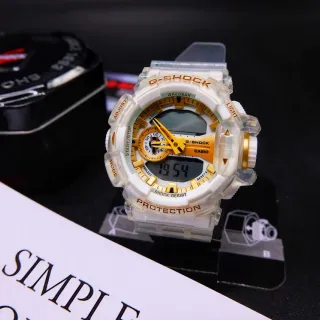 Casio G-Shock GA-2100 ساعة أبيض شفاف وذهبي رياضية