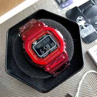 Casio G-Shock GA-2100 ساعة رياضية تيتانيوم شفافة حمراء