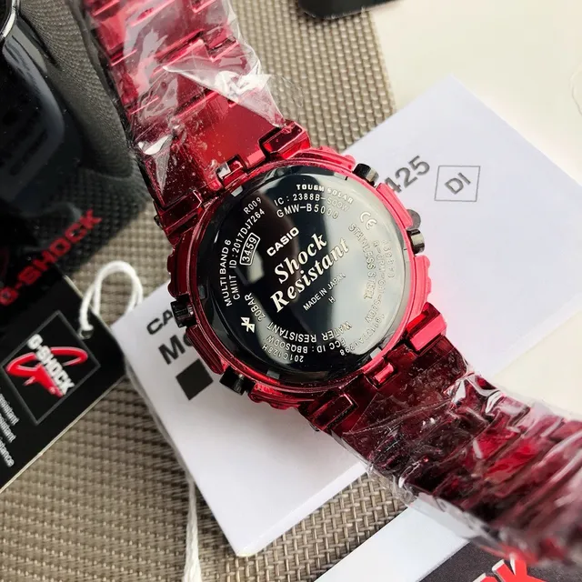 Casio G-Shock GA-2100 Relógio Esportivo de Titânio Transparente Vermelho 3