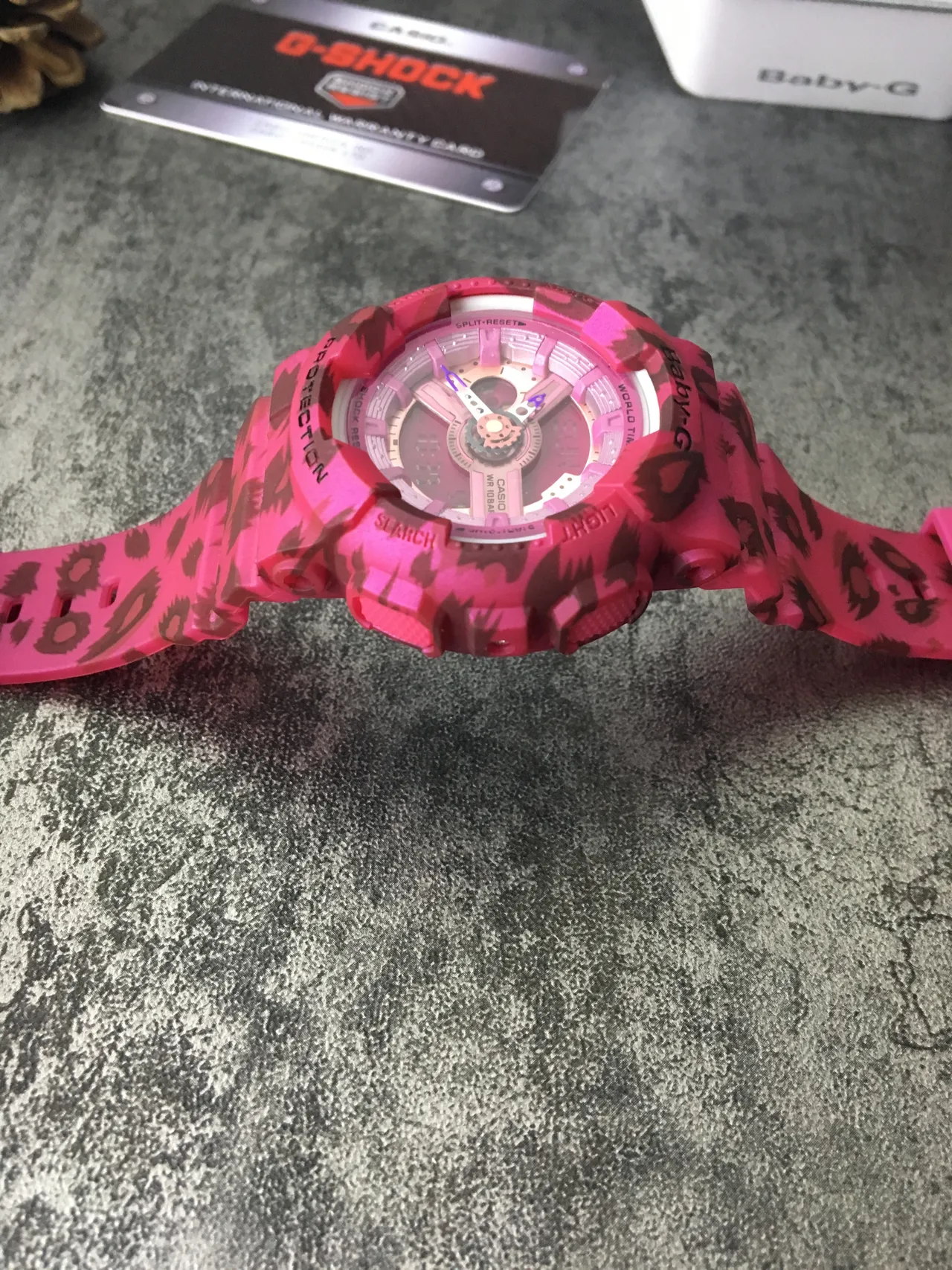 Casio Pink Multicolor Camouflage-Patterned Resin Case Analog-Digital Hybrid Dial Watch 3
