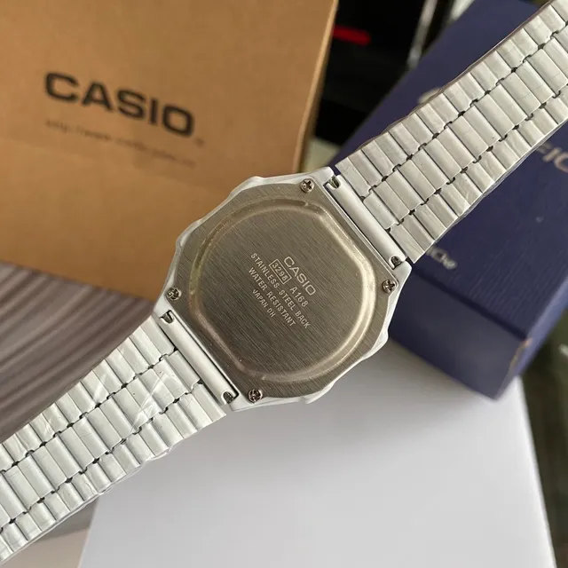 Casio White Blue Rectangular Digital Face Touch-Sensitive Display Watch 4