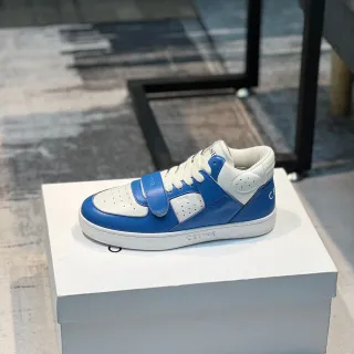 Celine CT-01 Blue and White Leather Strap High-Top Lifestyle Sneakers