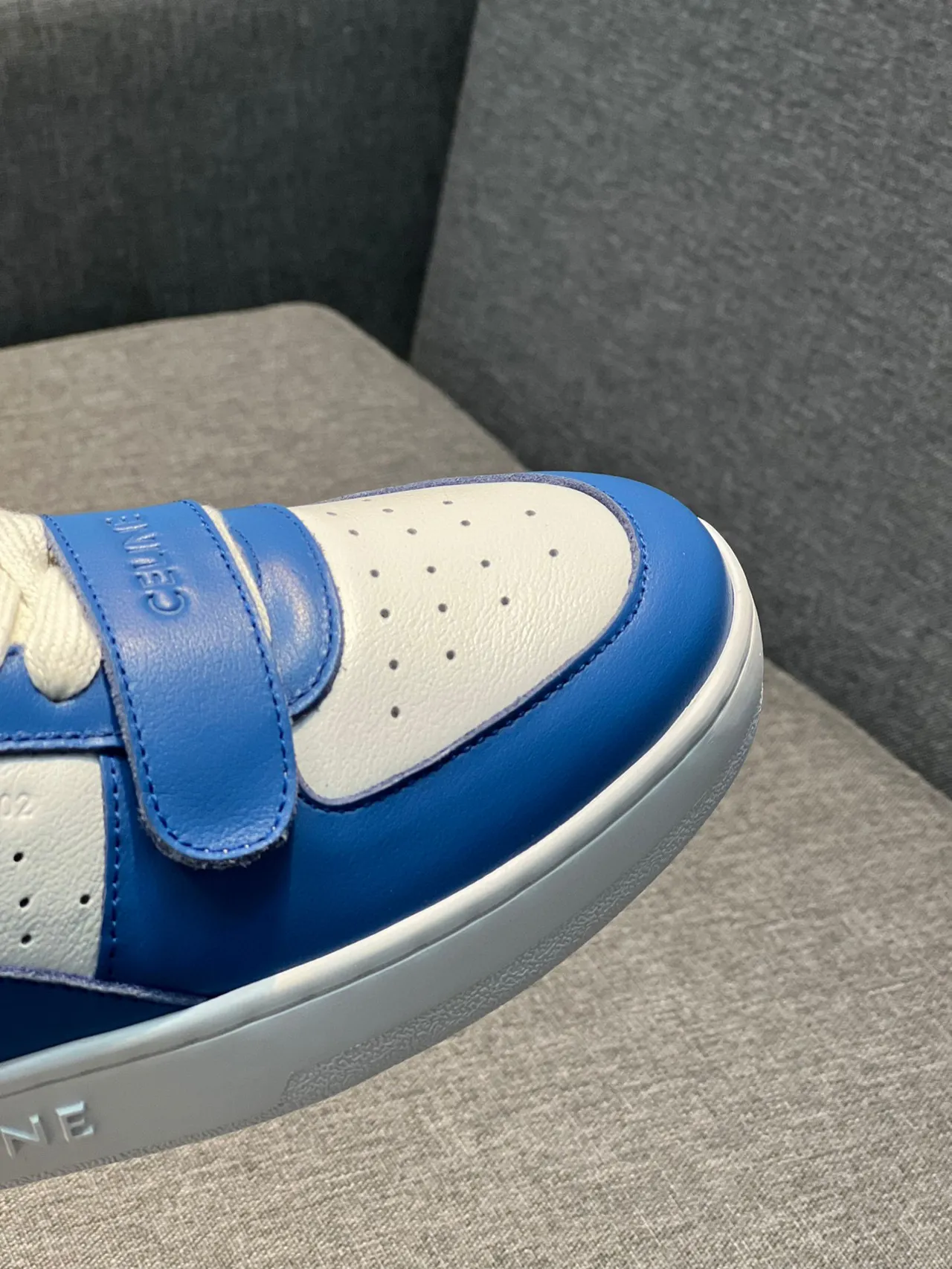 Celine CT-01 Chaussures lifestyle en cuir bleu et blanc à lacets 3