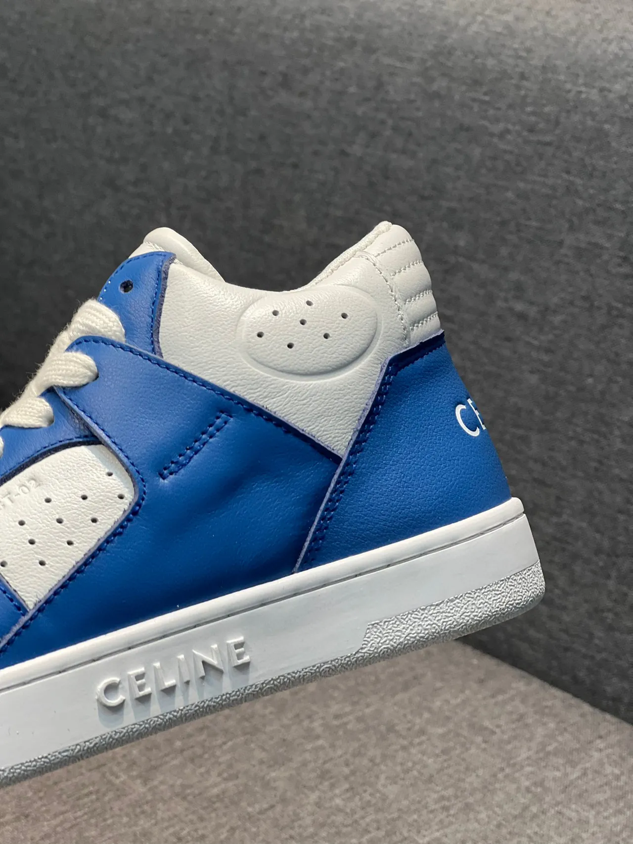 Celine CT-01 Chaussures lifestyle en cuir bleu et blanc à lacets 8