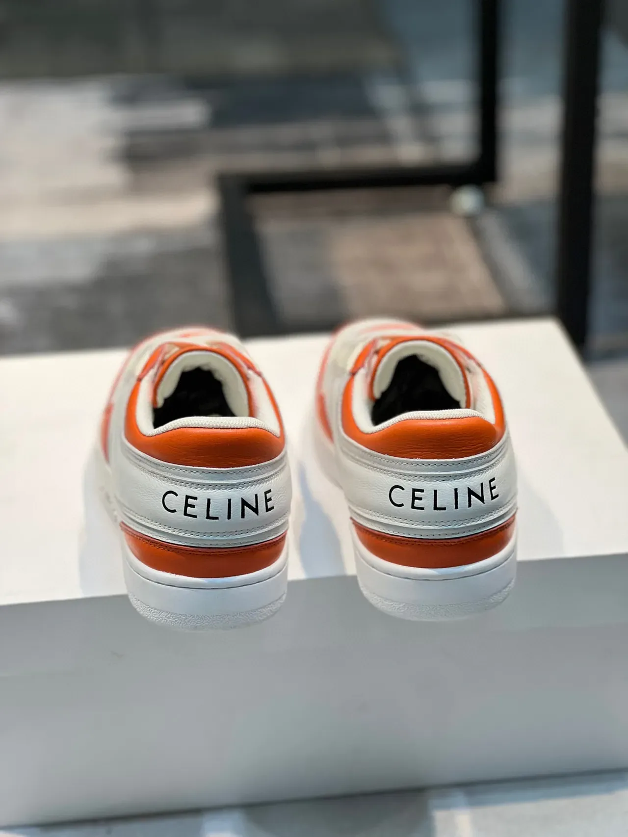 Celine CT-01 White and Orange Panelled Lifestyle Sneakers 2
