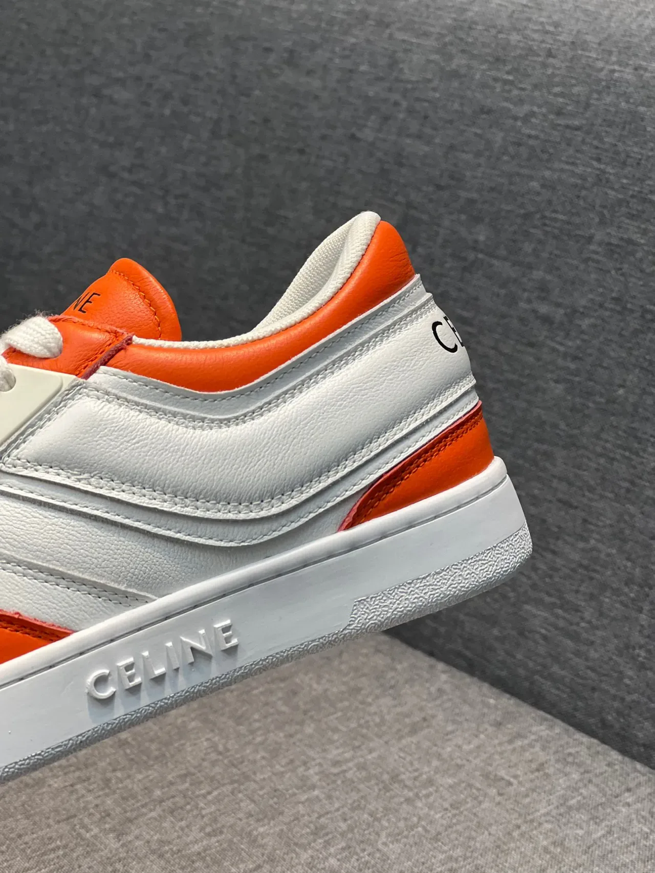 Celine CT-01 White and Orange Panelled Lifestyle Sneakers 7