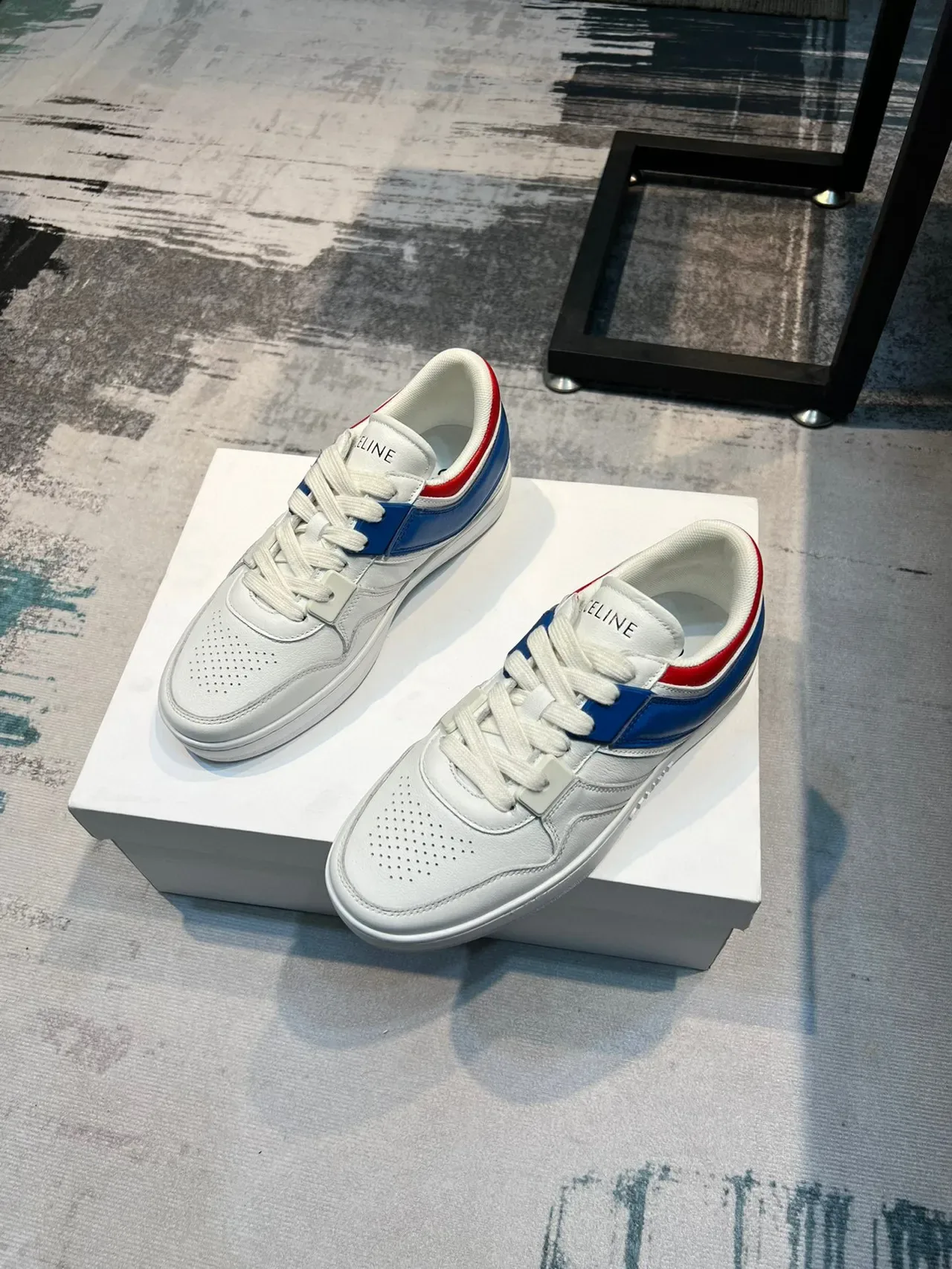 Celine CT-01 White Blue Red Leather Lifestyle Sneakers 6
