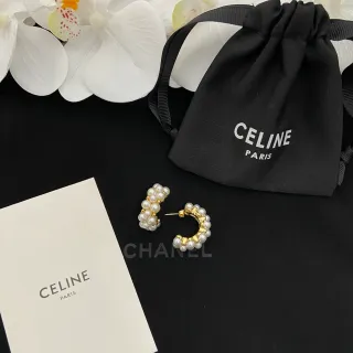 Celine Pearl-Embellished Gold-Tone Hoop Earrings