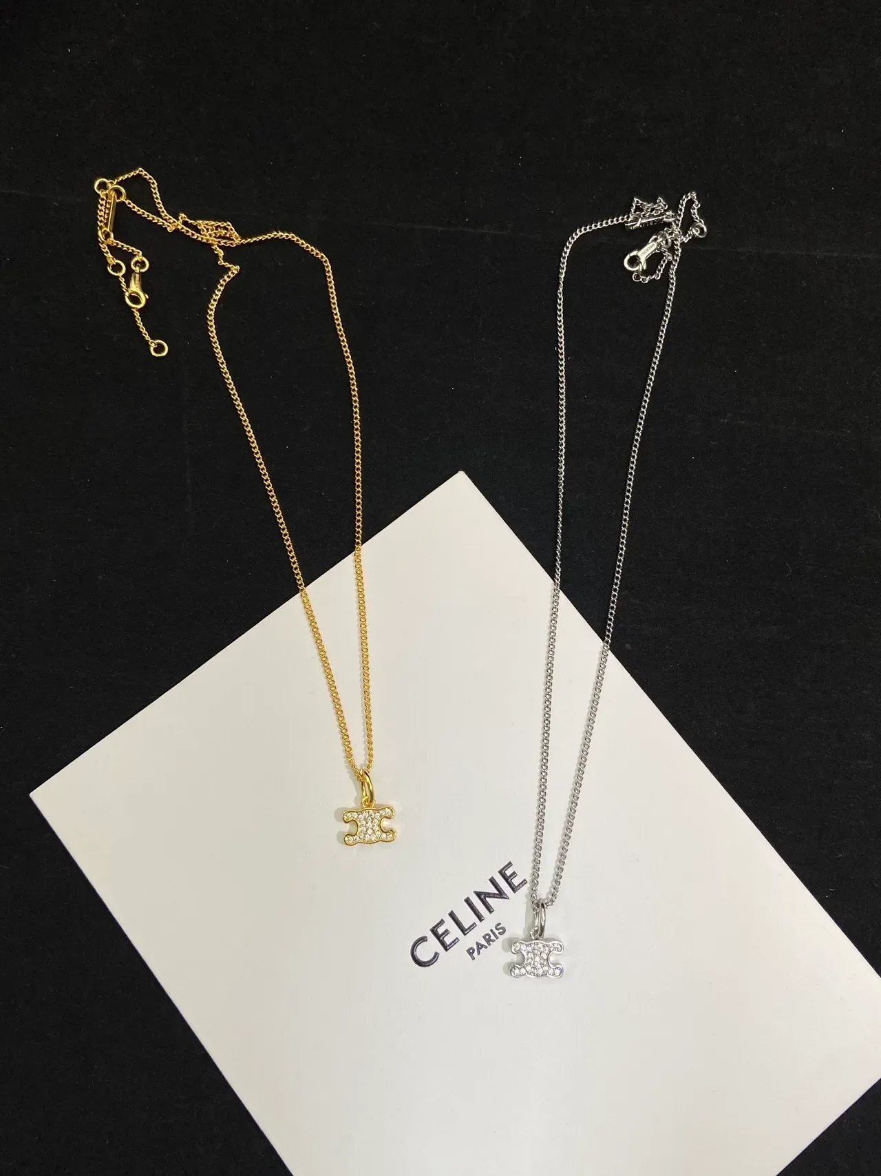 Celine Triomphe Chaîne Logo Or Argent 6