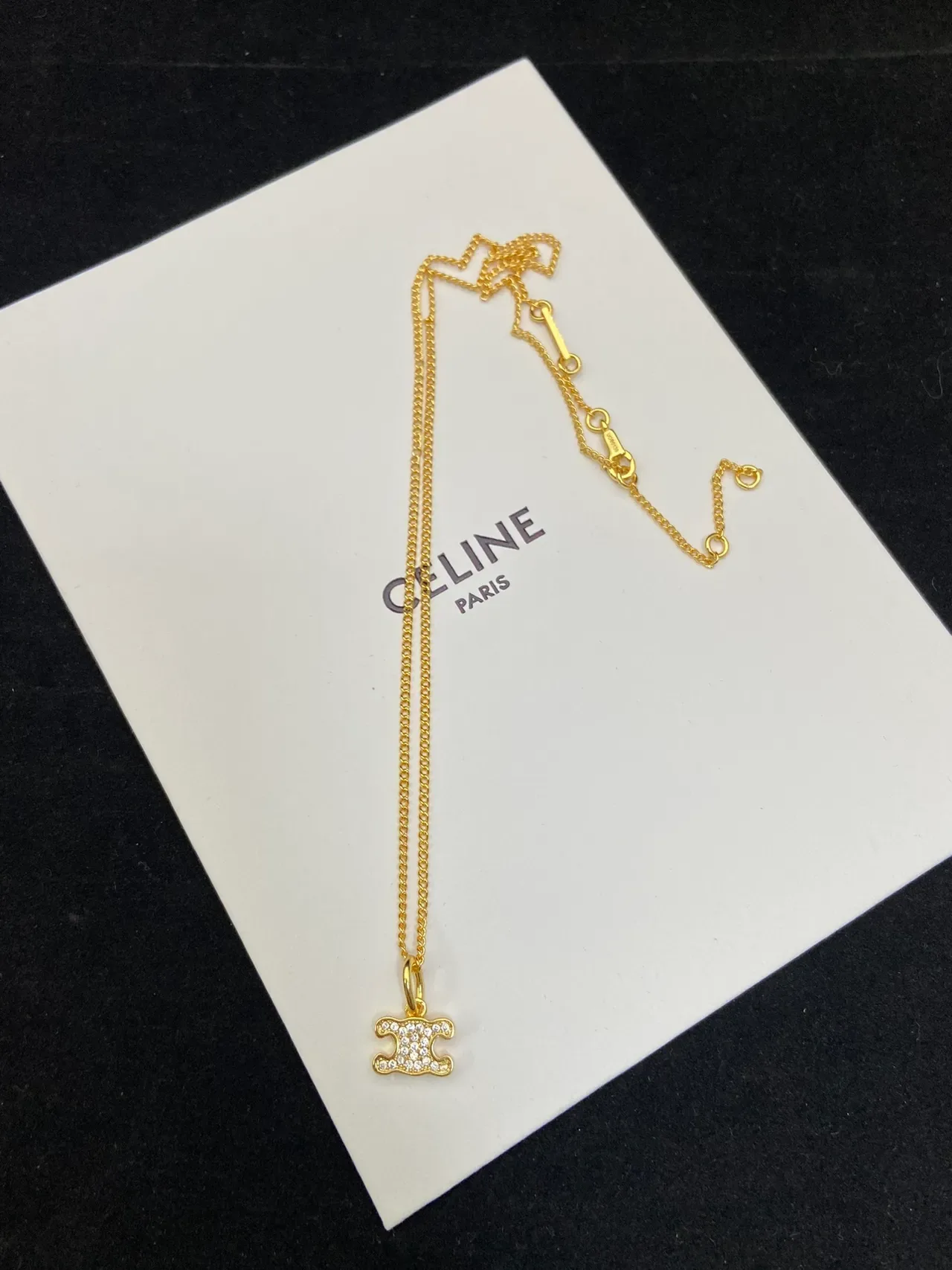Celine Triomphe Chaîne Logo Or Argent 7