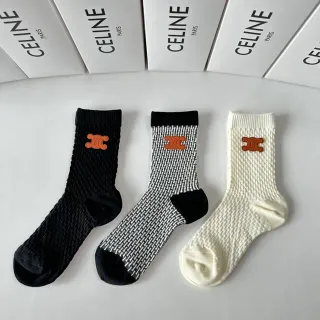 Celine Triomphe Logo Knit Socks