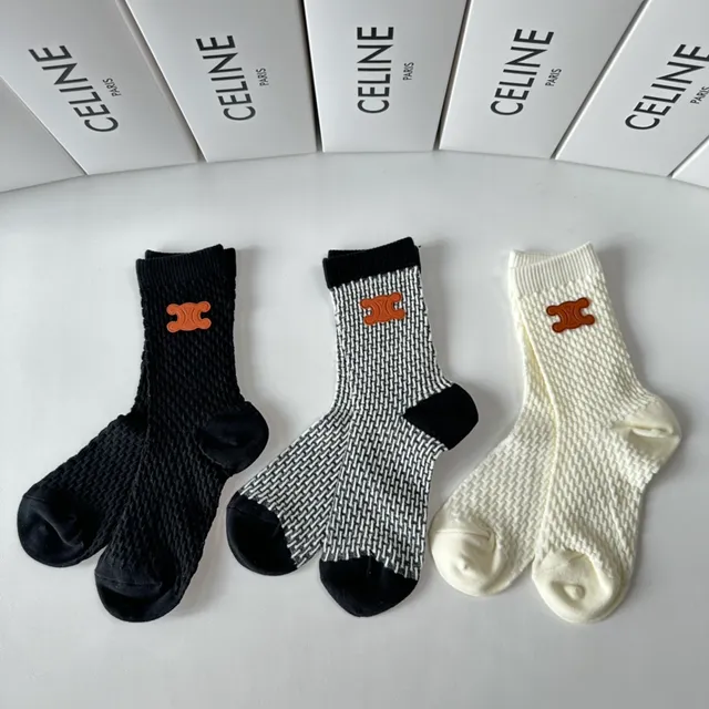 Celine Triomphe Logo Knit Socks 4