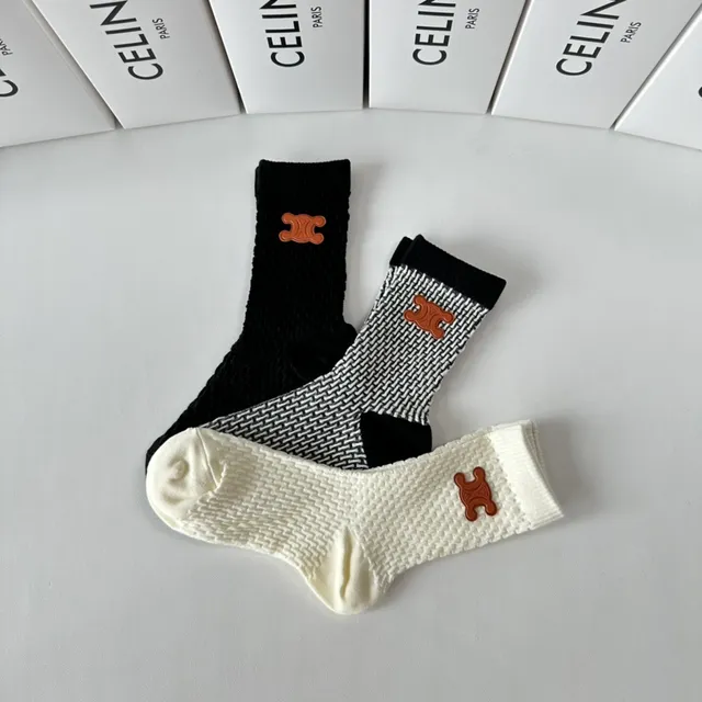 Celine Triomphe Logo Knit Socks 6