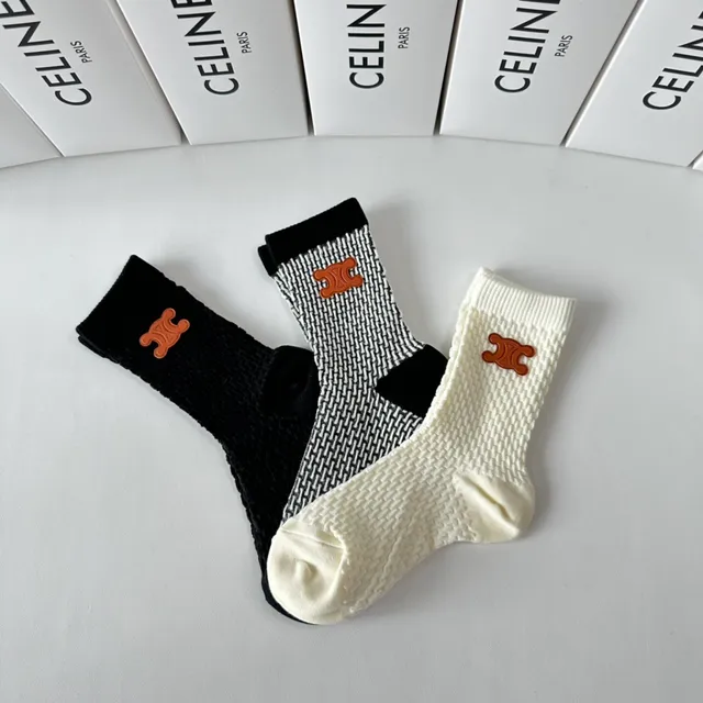 Celine Triomphe Logo Knit Socks 7