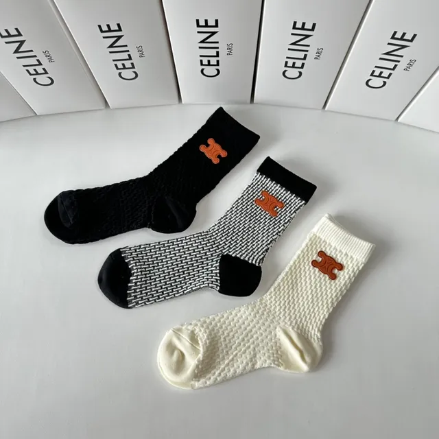 Celine Triomphe Logo Knit Socks 9