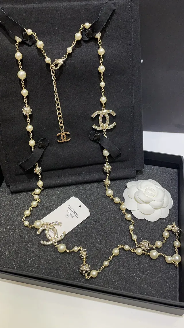 Chanel Beige Gold Multi-Strand Pearl-and-Chain Necklace 6