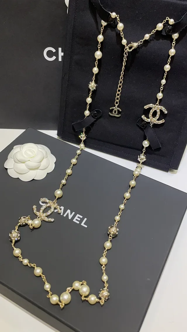Chanel Beige Gold Multi-Strand Pearl-and-Chain Necklace 7