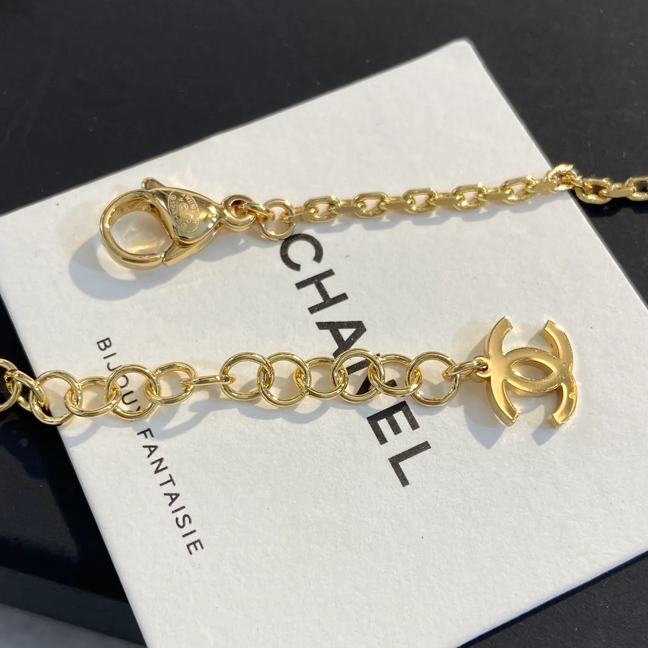 Chanel Black and Gold Enamel CC Pendant Necklace 2