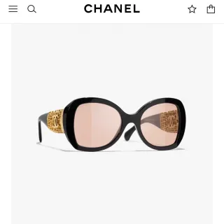 Chanel Black Gold Oversized Rounded-Square Frame Acetate Sunglasses