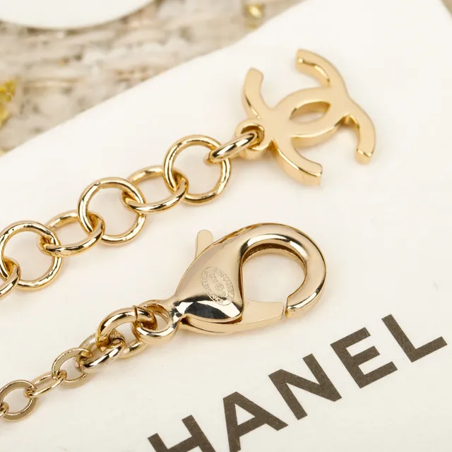 Chanel Black Pink Pearl-Strung Chain Enamel Bow Pendant Necklace 3