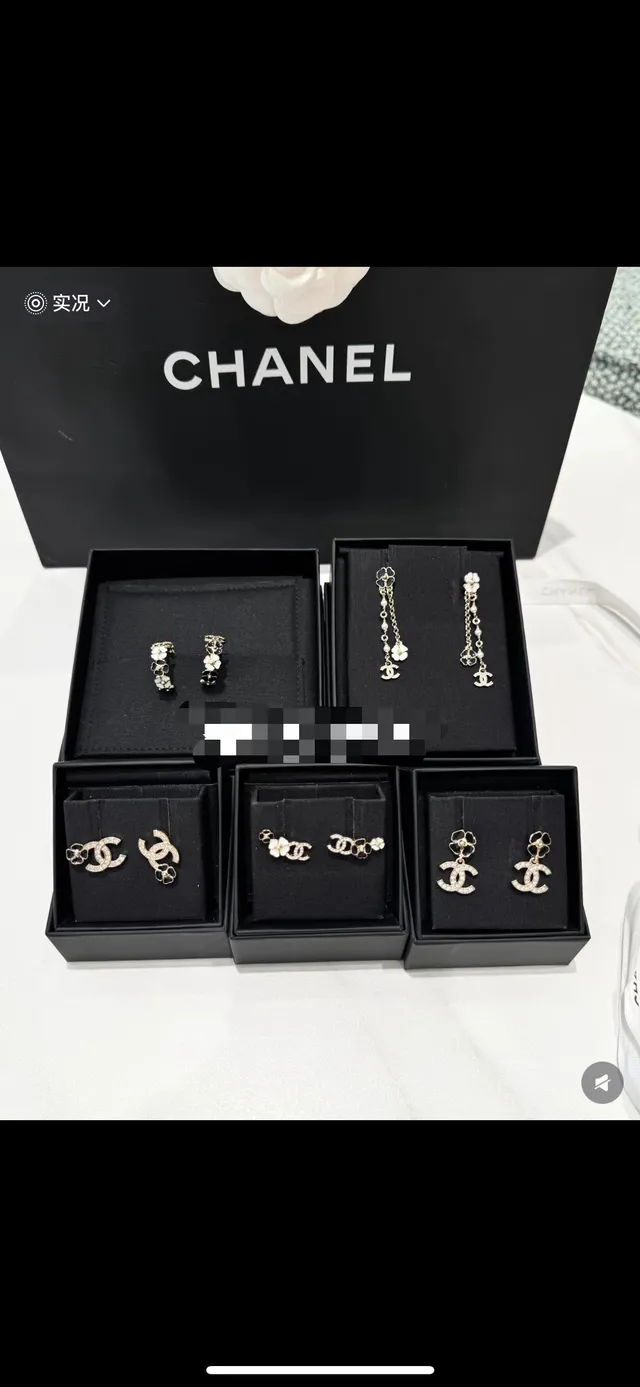 Chanel Camellia CC Gold-Tone Enamel Stud Earrings 2