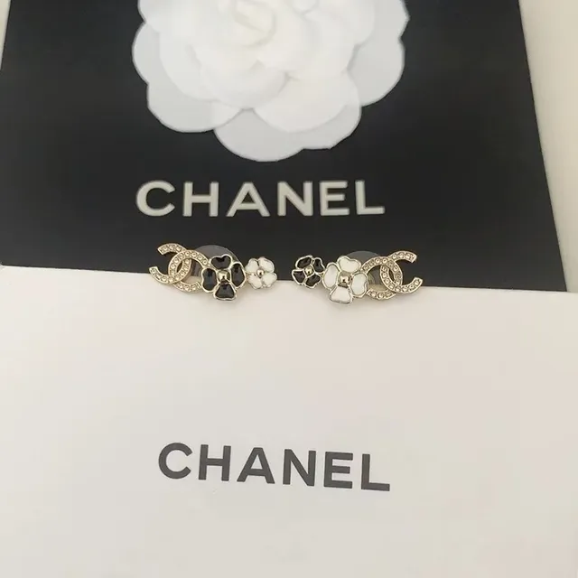 Chanel Camellia CC Gold-Tone Enamel Stud Earrings 7