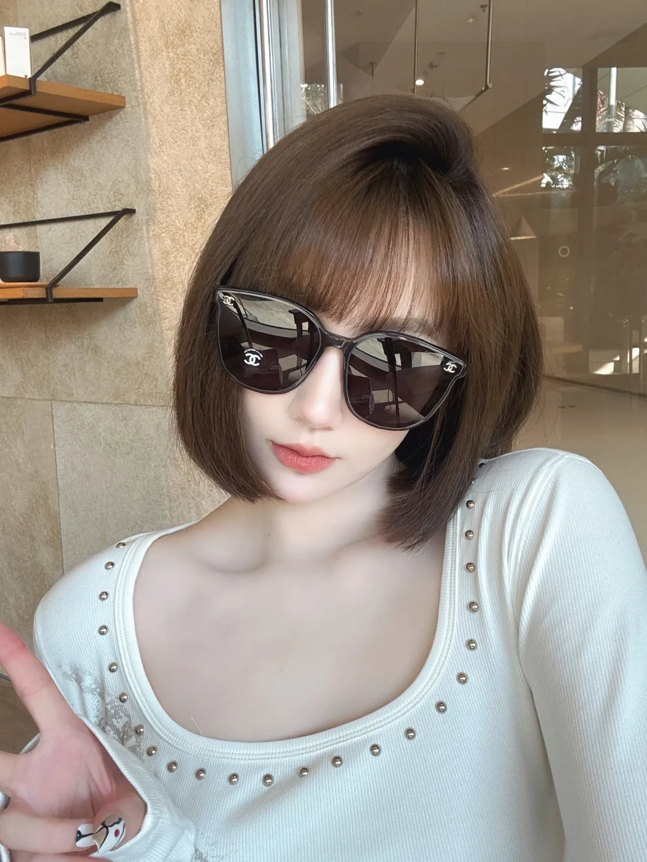 Chanel Cat-Eye Black Brown Silhouette Acetate Frame Sunglasses 3