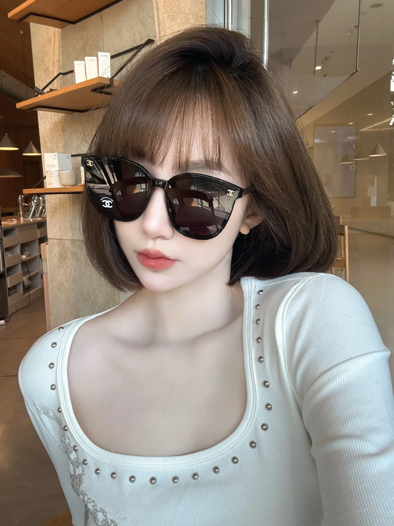 Chanel Cat-Eye Black Brown Silhouette Acetate Frame Sunglasses 6
