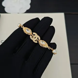 Chanel CC Crystal and Pearl Bracelet