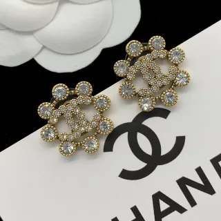 Chanel CC क्रिस्टल गोल्ड-टोन ईयरिंग्स