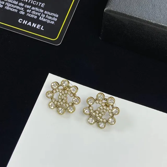 Chanel CC Crystal Gold-Tone Earrings 2