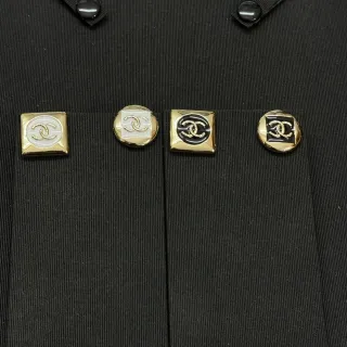 Chanel CC Enamel Button Black Tailored Blazer